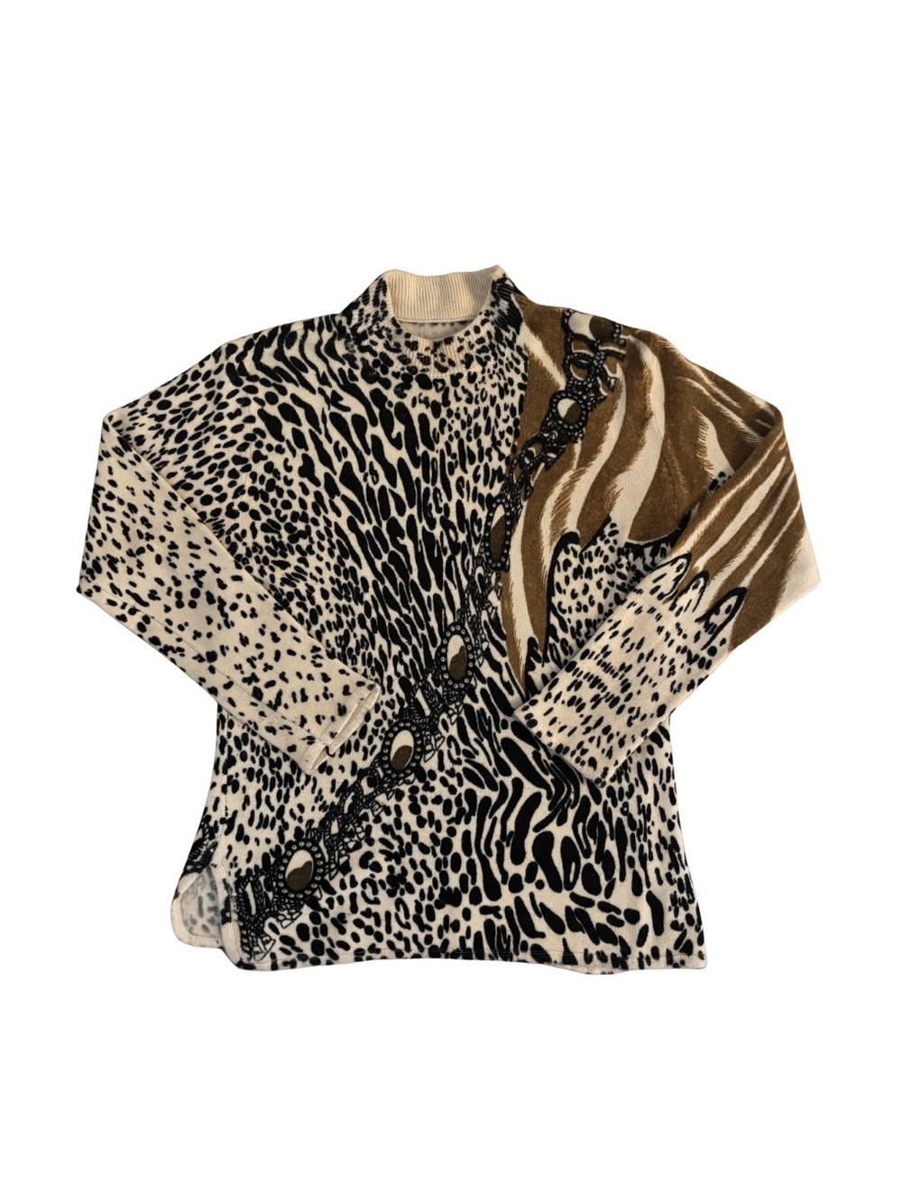 1980’s Vintage Animal Print Sweater with Chain Detail